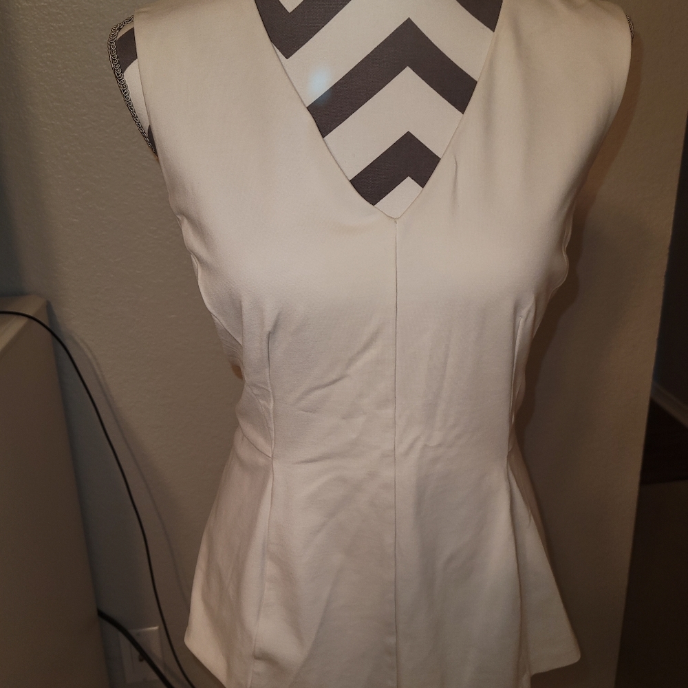 White House Black Market Ecru Peplum Top